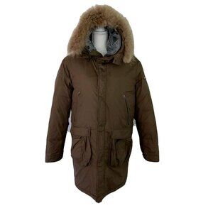 Napapijri Geographic Jacket Womens Large L Size Fleece Lined Parka Front Zipper